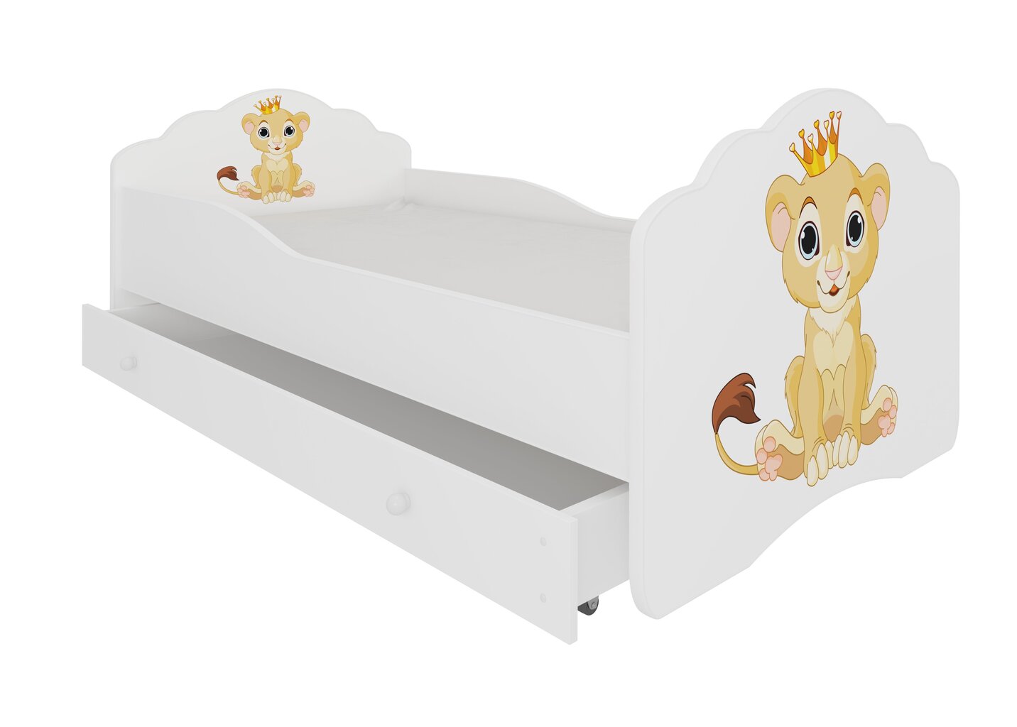 Bērnu gulta Adrk Furniture Casimo Lion, 80x160 cm, balta cena un informācija | Bērnu gultas | 220.lv