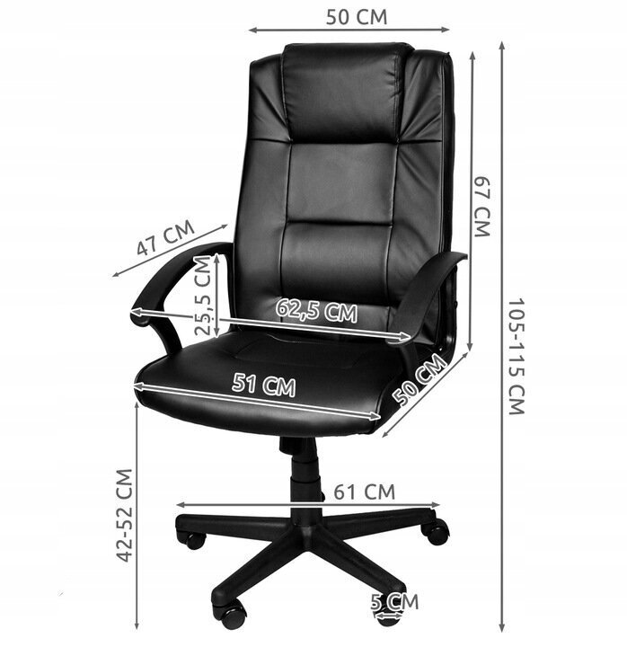 Biroja krēsls Malatec 8982, melns цена и информация | Biroja krēsli | 220.lv