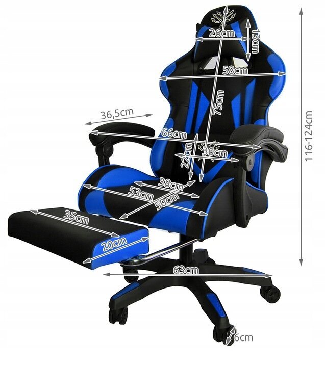 Spēļu krēsls Dunmoon 8978, melns/zils цена и информация | Biroja krēsli | 220.lv