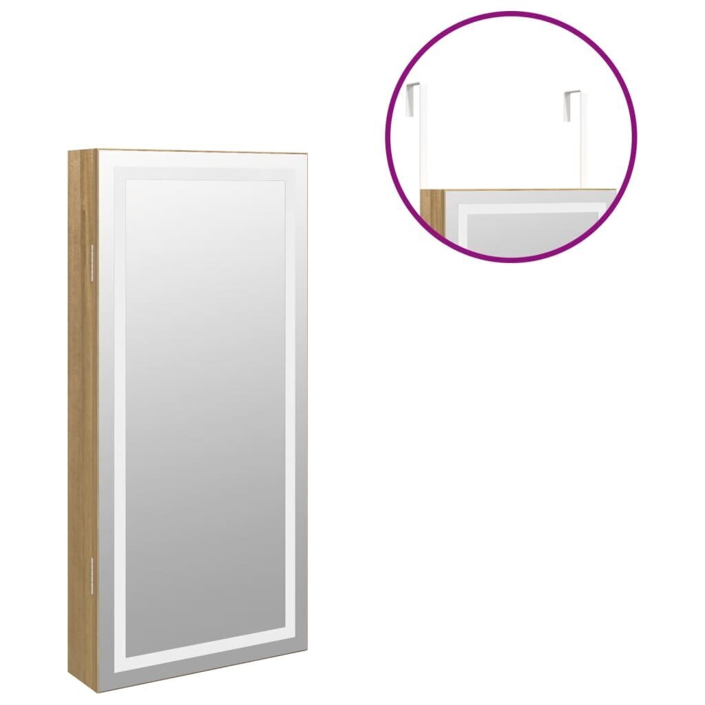 vidaXL sienas rotaslietu skapītis ar LED cena un informācija | Spoguļi | 220.lv