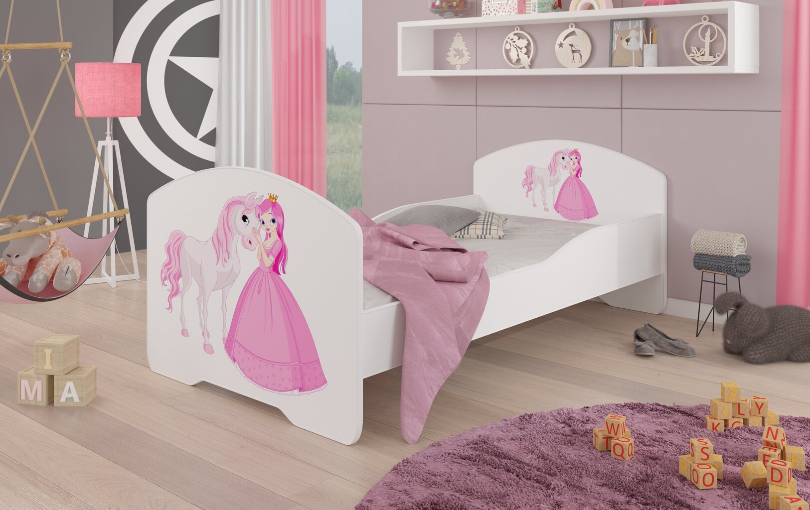 Bērnu gulta Adrk Furniture Pepe Princess and horse, 80x160 cm, balta cena un informācija | Bērnu gultas | 220.lv