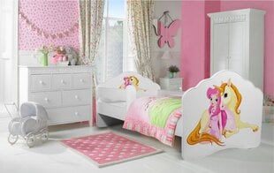 Bērnu gulta Adrk Furniture Casimo Girl with unicorn, 80x160 cm, balta цена и информация | Детские кровати | 220.lv