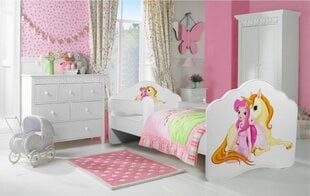 Bērnu gulta Adrk Furniture Casimo Girl with unicorn, 80x160 cm, balta cena un informācija | Bērnu gultas | 220.lv