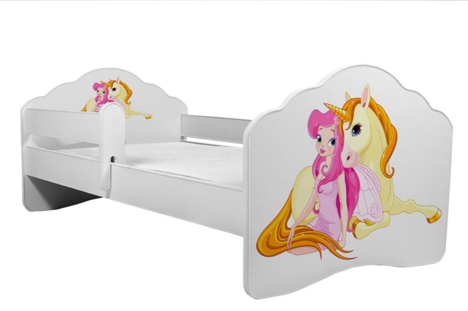 Bērnu gulta Adrk Furniture Casimo Girl with unicorn, 70x140 cm, balta cena un informācija | Bērnu gultas | 220.lv