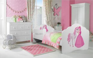 Детская кроватка Adrk Furniture Casimo Princess with horse, 80x160 см, белая цена и информация | Детские кровати | 220.lv