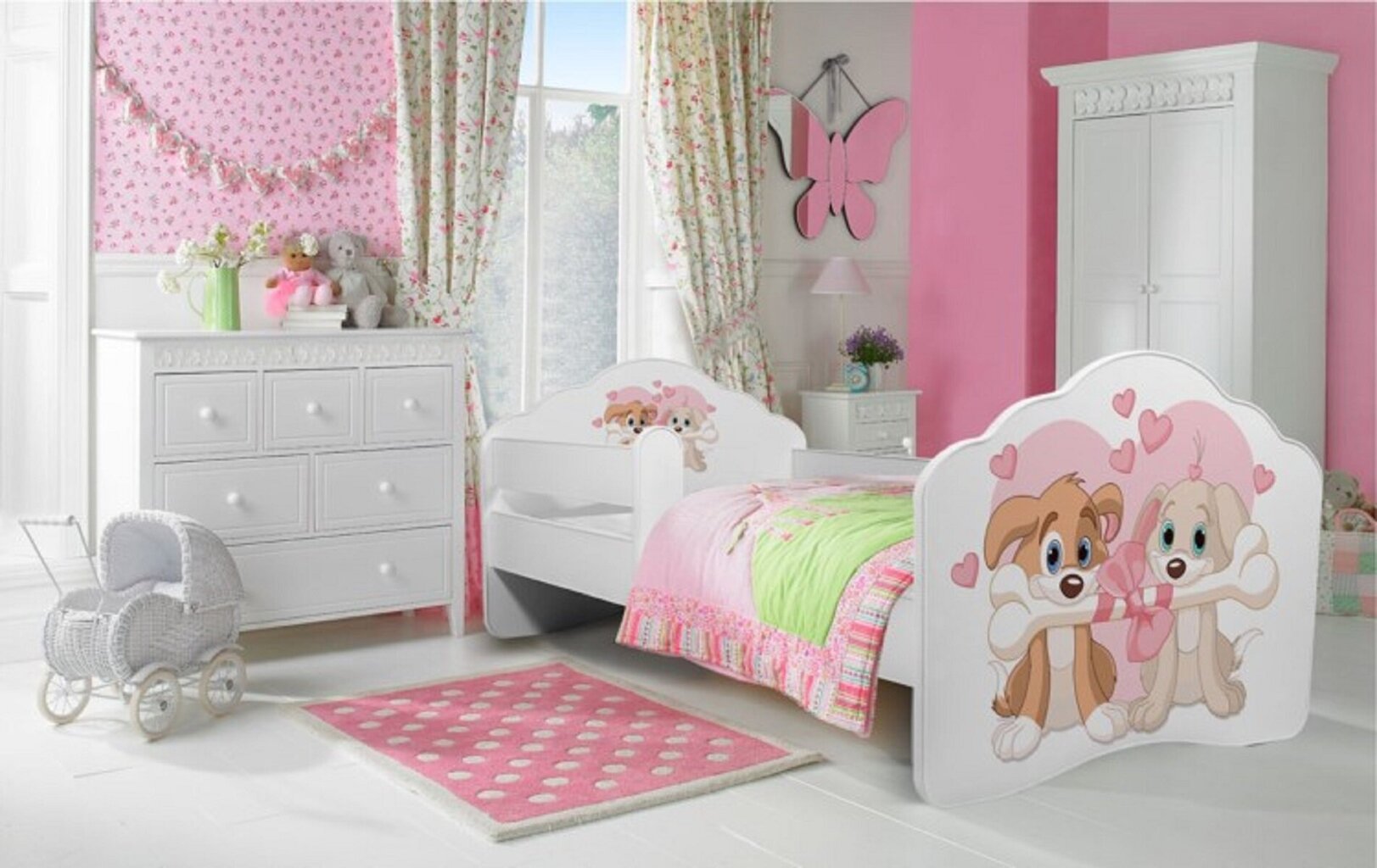 Bērnu gulta Adrk Furniture Casimo two dogs, 80x160 cm, balta cena un informācija | Bērnu gultas | 220.lv