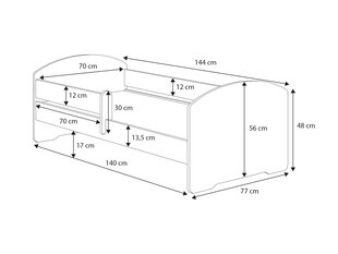 Bērnu gulta Adrk Furniture Pepe dog, 70x140 cm, balta cena un informācija | Bērnu gultas | 220.lv