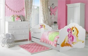 Bērnu gulta Adrk Furniture Casimo Girl with unicorn, 80x160 cm, balta cena un informācija | Bērnu gultas | 220.lv