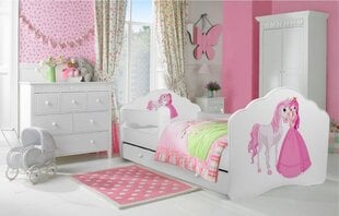 Bērnu gulta Adrk Furniture Casimo Princess with horse, 70x140 cm, balta cena un informācija | Bērnu gultas | 220.lv