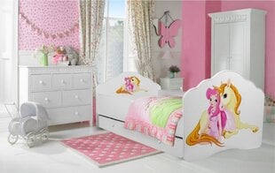 Bērnu gulta Adrk Furniture Casimo Girl with unicorn, 70x140 cm, balta цена и информация | Детские кровати | 220.lv