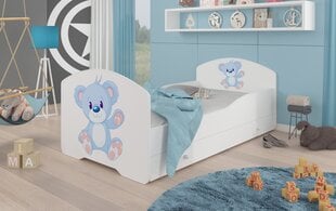 Bērnu gulta Adrk Furniture Pepe blue Bear, 80x160 cm, balta цена и информация | Детские кровати | 220.lv