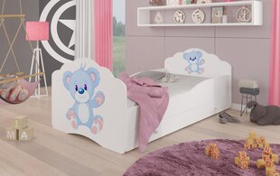 Детская кроватка Adrk Furniture Casimo Bear, 70х140 см, белый/синий цвет цена и информация | Детские кровати | 220.lv