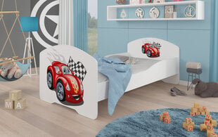 Bērnu gulta Adrk Furniture Pepe car zigzag, 80x160 cm, balta cena un informācija | Bērnu gultas | 220.lv