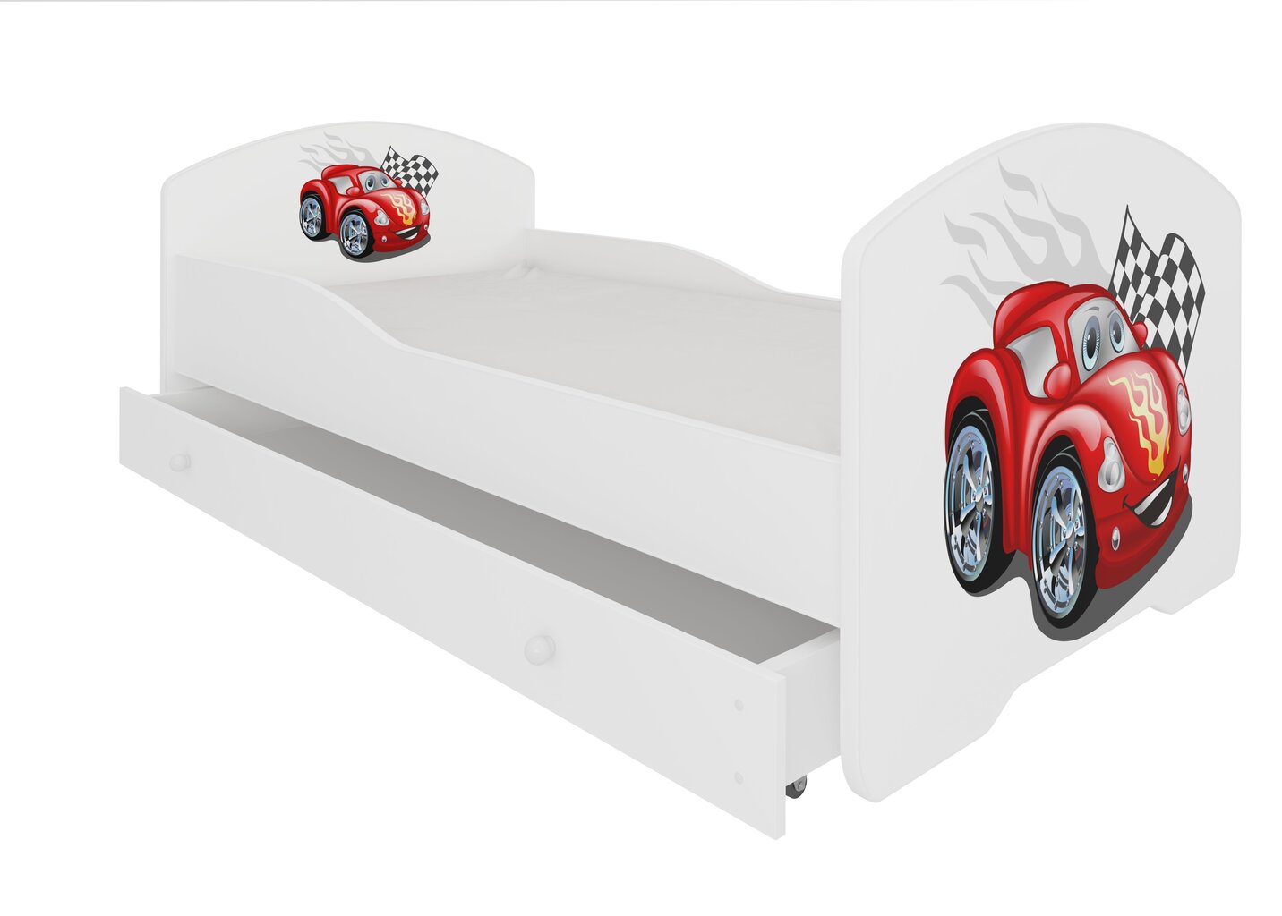 Bērnu gulta Adrk Furniture Pepe car zigzag, 70x140 cm, balta cena un informācija | Bērnu gultas | 220.lv