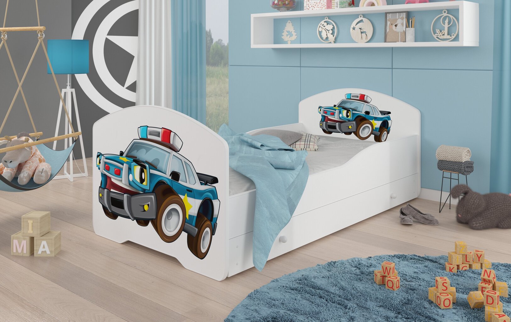 Детская кровать Adrk Furniture Pepe Police, 80x160 см, белый цвет цена |  220.lv