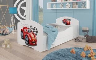 Bērnu gulta Adrk Furniture Pepe car zigzag, 80x160 cm, balta цена и информация | Детские кровати | 220.lv