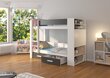 Divstāvu gulta Adrk Furniture Garet ar matraci, 80x180 cm, balta/melna cena un informācija | Bērnu gultas | 220.lv