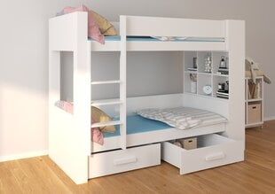 Divstāvu gulta Adrk Furniture Garet, 80x180 cm, balta/pelēka cena un informācija | Bērnu gultas | 220.lv