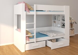 Divstāvu gulta Adrk Furniture Garet, 90x200 cm, balta/brūna цена и информация | Детские кровати | 220.lv