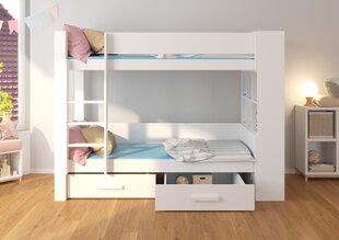 Divstāvu gulta Adrk Furniture Garet, 90x200 cm, balta/pelēka цена и информация | Детские кровати | 220.lv