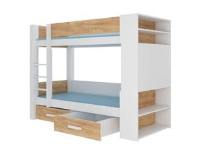 Divstāvu gulta Adrk Furniture Garet, 90x200 cm, balta/brūna цена и информация | Детские кровати | 220.lv