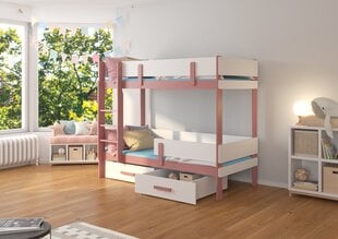 Divstāvu gulta Adrk Furniture Etiona, 80x180 cm, balta/rozā цена и информация | Детские кровати | 220.lv