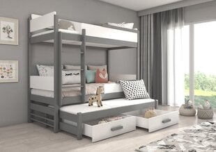 Кровать двухъярусная ADRK Furniture Queen с матрасами, 90х200 см, белый/серый цвет цена и информация | Детские кровати | 220.lv