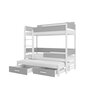 Divstāvu gulta ADRK Furniture Queen ar matraci, 80x180 cm, balta/pelēka cena un informācija | Bērnu gultas | 220.lv
