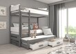 Divstāvu gulta ADRK Furniture Queen ar matraci, 80x180 cm, balta/pelēka cena un informācija | Bērnu gultas | 220.lv