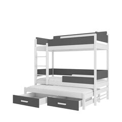 Кровать двухъярусная ADRK Furniture Queen с матрасами, 90х200 см, белый/серый цвет цена и информация | Детские кровати | 220.lv