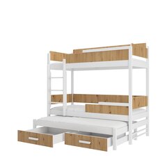 Кровать двухъярусная ADRK Furniture Queen с матрасами, 90х200 см, белый/коричневый цвет цена и информация | Детские кровати | 220.lv