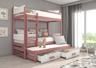 Divstāvu gulta ADRK Furniture Queen, 90x200 cm, balta/rozā cena un informācija | Bērnu gultas | 220.lv