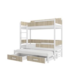 Divstāvu gulta ADRK Furniture Queen ar matraci, 80x180 cm, balta/brūna цена и информация | Детские кровати | 220.lv