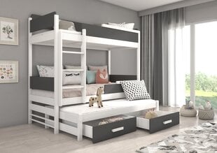 Divstāvu gulta ADRK Furniture Queen, 80x180 cm, balta/pelēka cena un informācija | Bērnu gultas | 220.lv