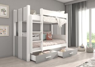 Кровать двухъярусная ADRK Furniture Arta с матрасом, 90х200 см, белый/серый цвет цена и информация | Детские кровати | 220.lv