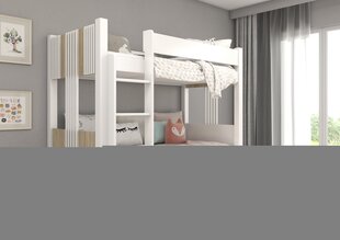 Кровать двухъярусная ADRK Furniture Arta с матрасом, 90х200 см, белый/коричневый цвет цена и информация | Детские кровати | 220.lv