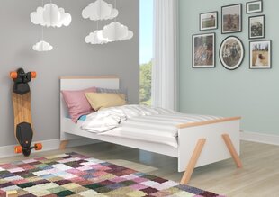 Кровать ADRK Furniture Koral 90x200 см, белый/коричневый цвет цена и информация | Детские кровати | 220.lv