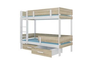 Divstāvu gulta Adrk Furniture Etiona, 90x200 cm, balta/brūna cena un informācija | Bērnu gultas | 220.lv