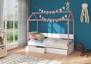 Кровать ADRK Furniture Otello 90x200 см с боковой защитой, белый цвет/розовый цвет цена и информация | Детские кровати | 220.lv