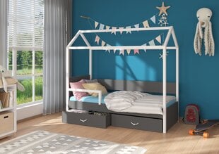 Adrk Furniture Otello Кровать с боковой защитой, 90х200 см, белый/черный цвет цена и информация | Детские кровати | 220.lv