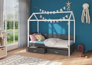 Кровать ADRK Furniture Otello 90x200 см с боковой защитой, белый цвет/синяя цена и информация | Детские кровати | 220.lv