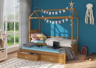 Кровать ADRK Furniture Jonasek с боковой защитой 90x200см, коричневого цвета цена и информация | Детские кровати | 220.lv
