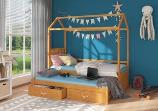 Gulta Adrk Furniture Jonasek ar matraci, 80x180cm, brūna cena un informācija | Bērnu gultas | 220.lv