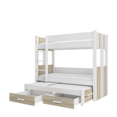 Кровать двухъярусная ADRK Furniture  Artema с матрасами, 90х200 см, белый/коричневый цвет цена и информация | Детские кровати | 220.lv