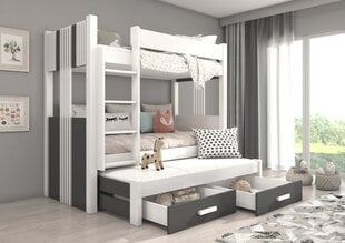 Кровать двухъярусная ADRK Furniture  Artema с матрасами, 90х200 см, белый/серый цвет цена и информация | Детские кровати | 220.lv