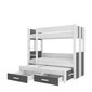 Divstāvu gulta ADRK Furniture Artema ar matraci, 90x200 cm, balta/pelēka cena un informācija | Bērnu gultas | 220.lv