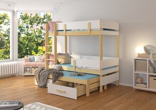 Divstāvu gulta Adrk Furniture Etapo 90x200, balta/brūna цена и информация | Детские кровати | 220.lv