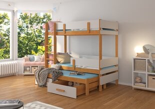 Divstāvu gulta Adrk Furniture Etapo, 80x180, pelēka/brūna cena un informācija | Bērnu gultas | 220.lv