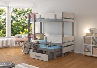 Divstāvu gulta Adrk Furniture Etapo 90x200, balta/pelēka cena un informācija | Bērnu gultas | 220.lv
