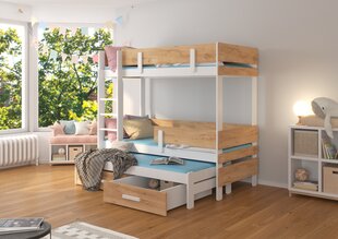 Кровать двухъярусная ADRK Furniture Etapo 90x200 см, белый/коричневый цвет цена и информация | Детские кровати | 220.lv